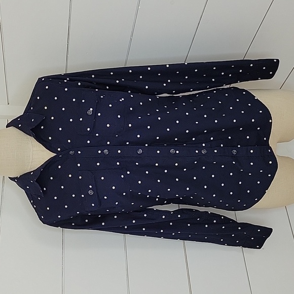 EDDIE BAUER small navy & white button-down flannel - Picture 1 of 4